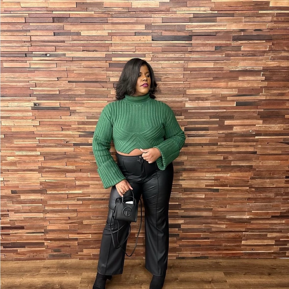 Hanifa Green Cowl Neck Sweater